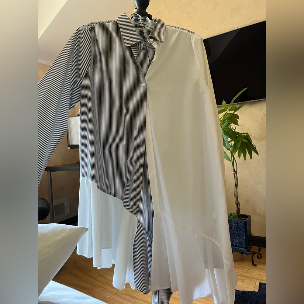 Elegant Black and White Men's Button Down Shirt